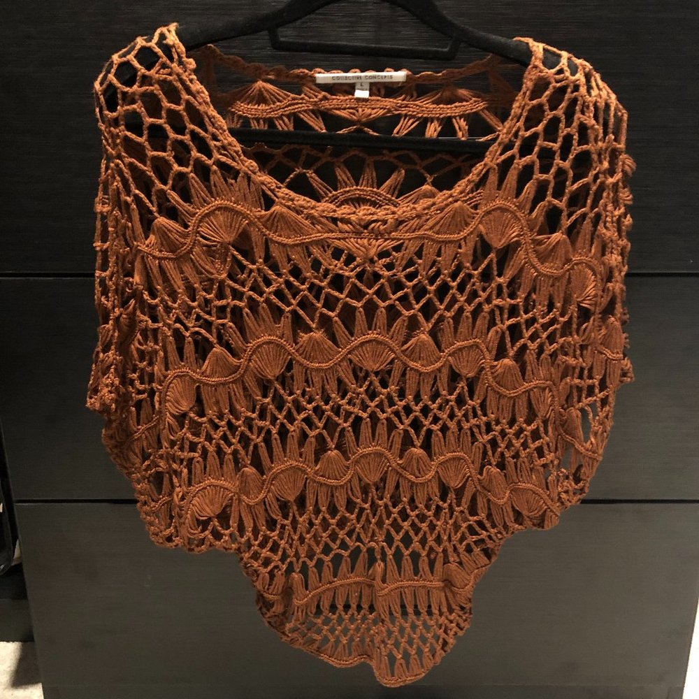 Collective Concepts open knit top in Burnt Orange Size L